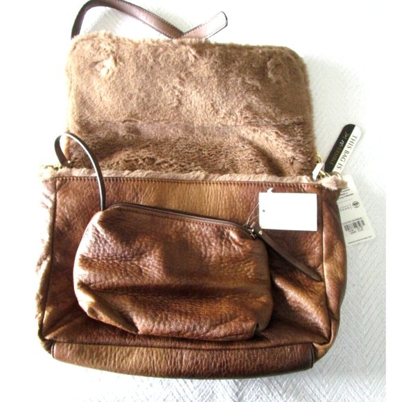 Urban Expressions Tan-Savannah Vegan Purse Reversible /Pouch NWT Gold Adj. Strap - Picture 7 of 16